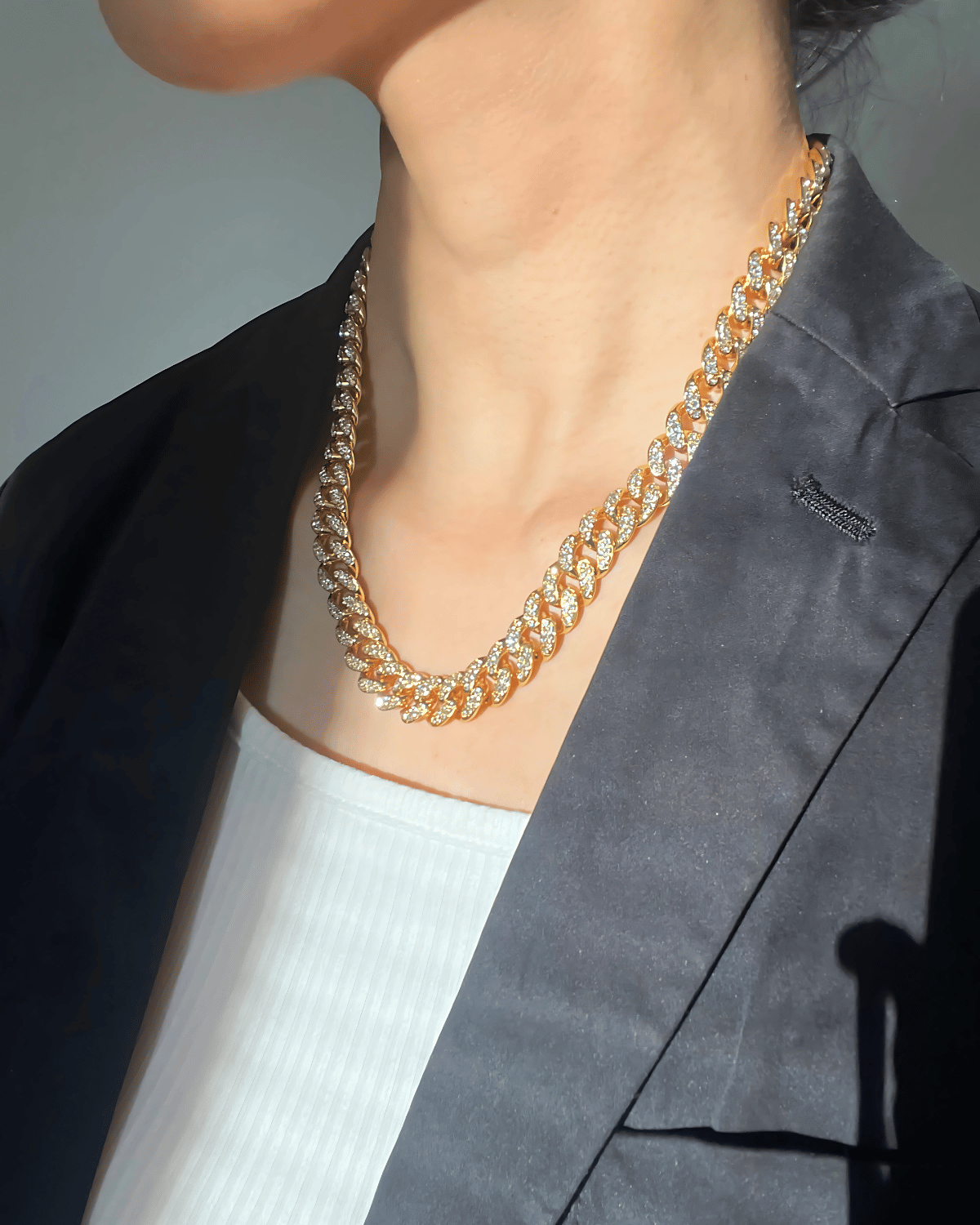 18K Diamond Gold Chain Necklace - MASON CHUNKY CHAIN™ - On My Mind