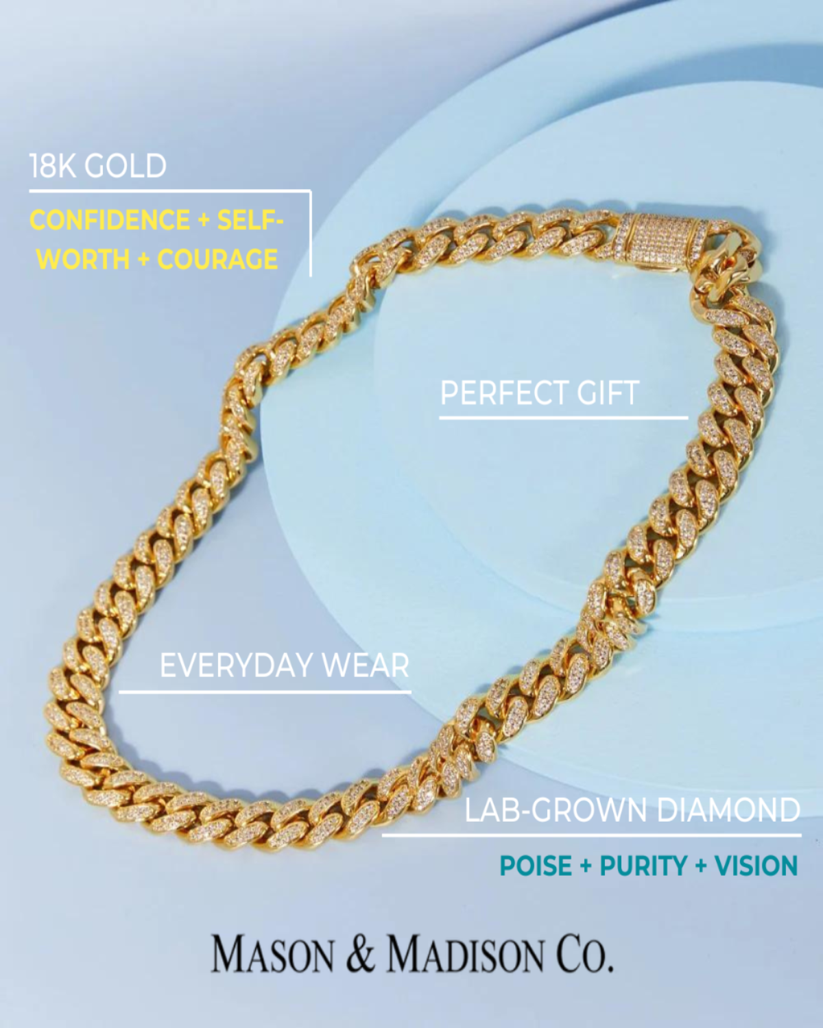 18K Diamond Gold Chain Necklace - MASON CHUNKY CHAIN™ - On My Mind