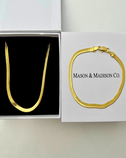 Best Trending 18K Gold Snake Chain Necklace Bracelet Set Gift on Sale for Women, Lady, Mother, Wife