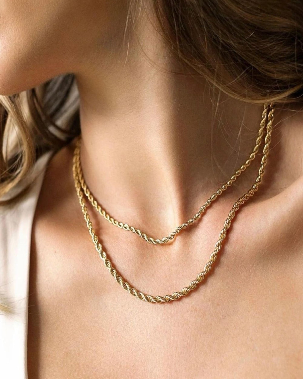 18K Gold Rope Chain Necklace
