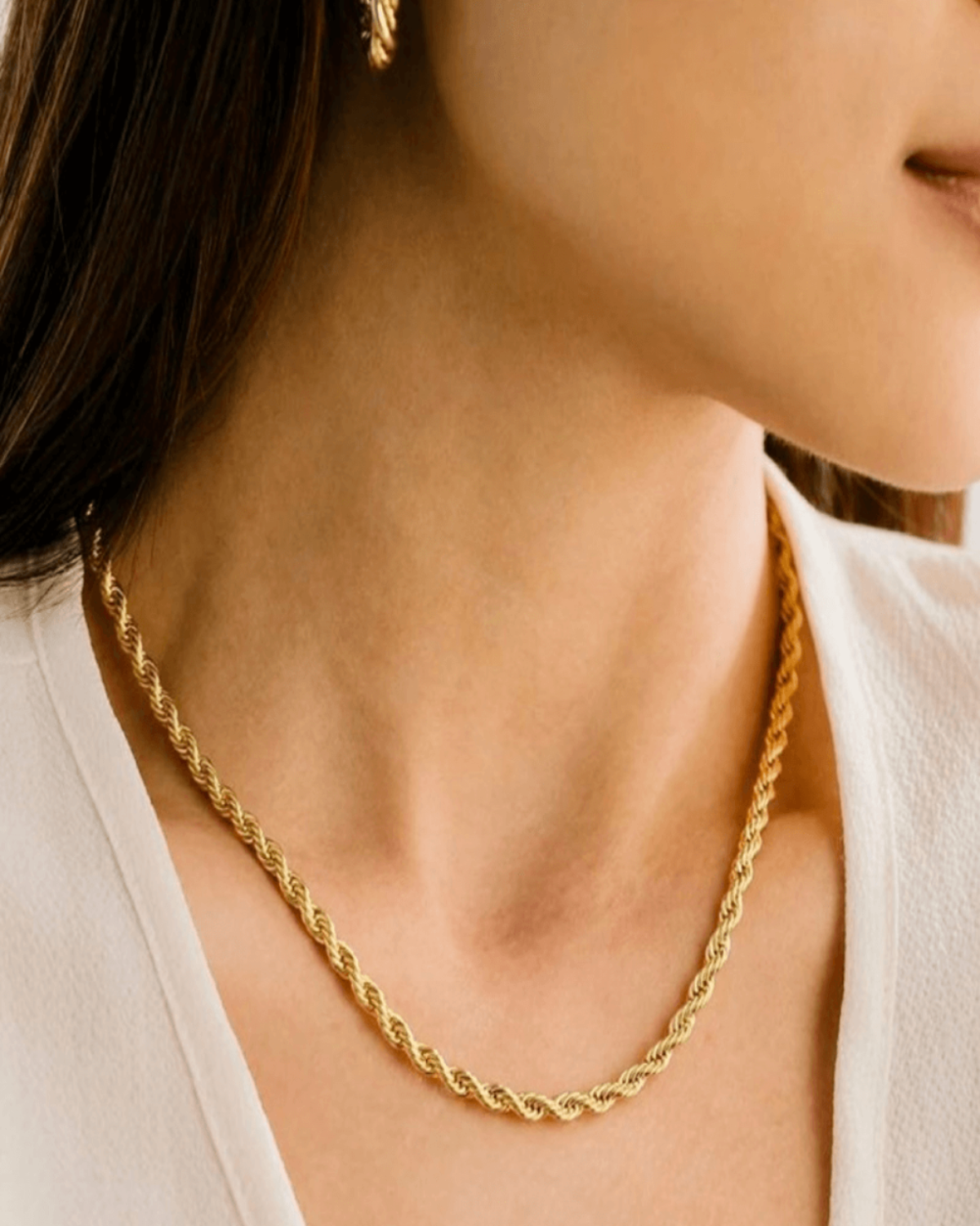 18K Gold Rope Chain Necklace