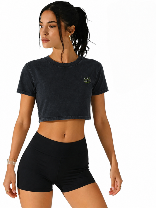 Loki & Ivy Women's Mineral Wash Cotton Crop T-Shirt