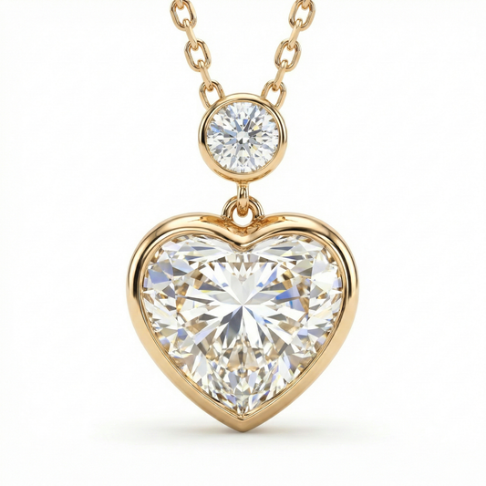 14K Solid Gold Heart Lab-Grown Diamond Necklace